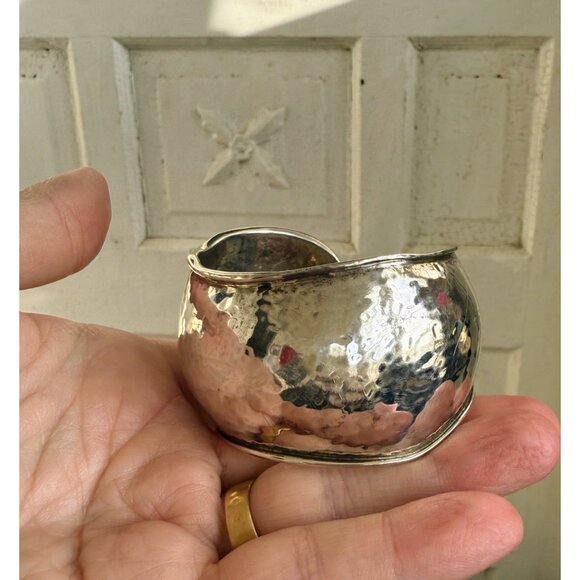 Vintage 90's Silpada Wavy Hammered 925 Silver Cuff Bracelet Bangle 50 grams - Picture 6 of 8